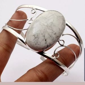 Howlite sterling silver bangle